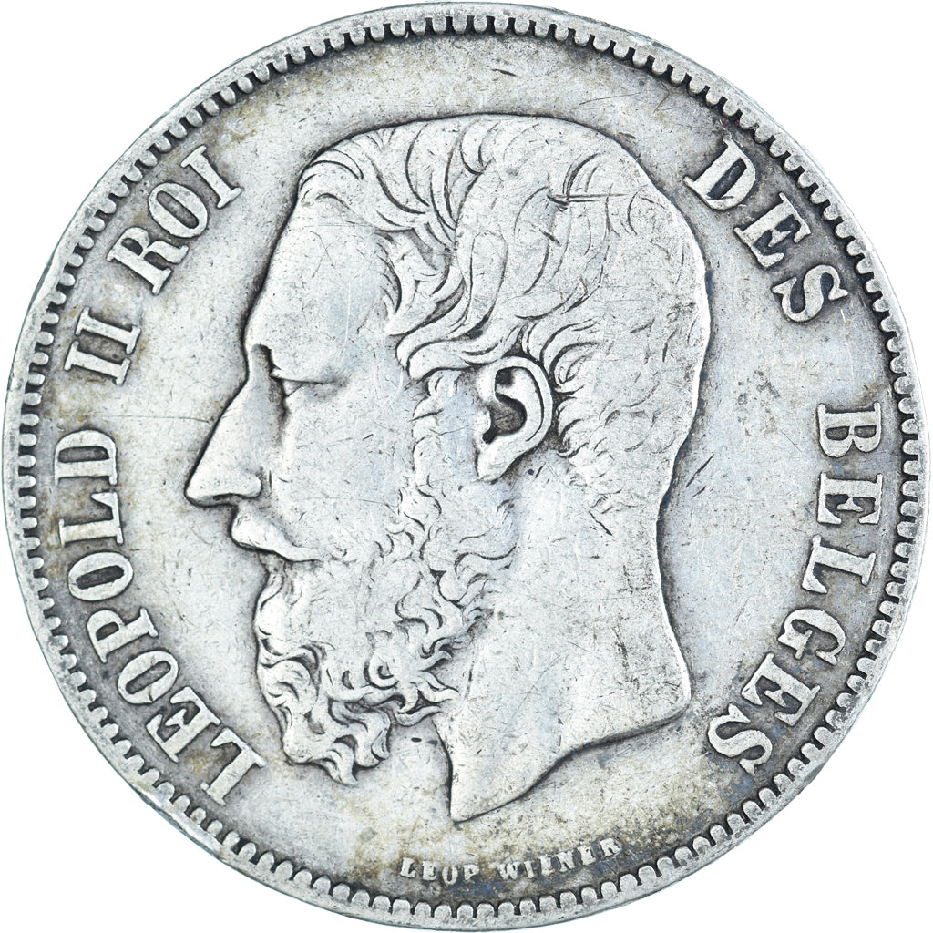 Coin, Belgium, Leopold II, 5 Francs, 5 Frank, 1873, VF(20-25), Silver, KM:24