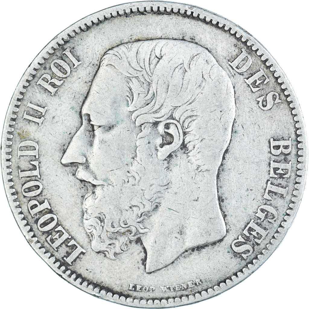 Coin, Belgium, Leopold II, 5 Francs, 5 Frank, 1873, VF(20-25), Silver, KM:24