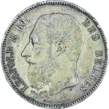 Moneta, Belgio, Leopold II, 5 Francs, 5 Frank, 1873, MB, Argento, KM:24