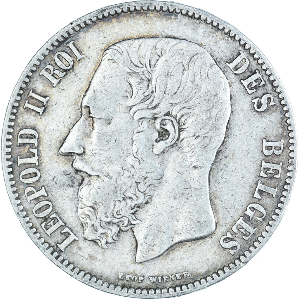 Moneta, Belgio, Leopold II, 5 Francs, 5 Frank, 1873, MB+, Argento, KM:24