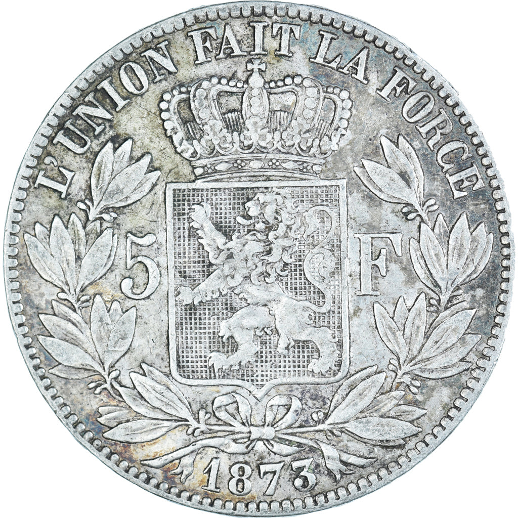 Moneta, Belgio, Leopold II, 5 Francs, 5 Frank, 1873, MB+, Argento, KM:24
