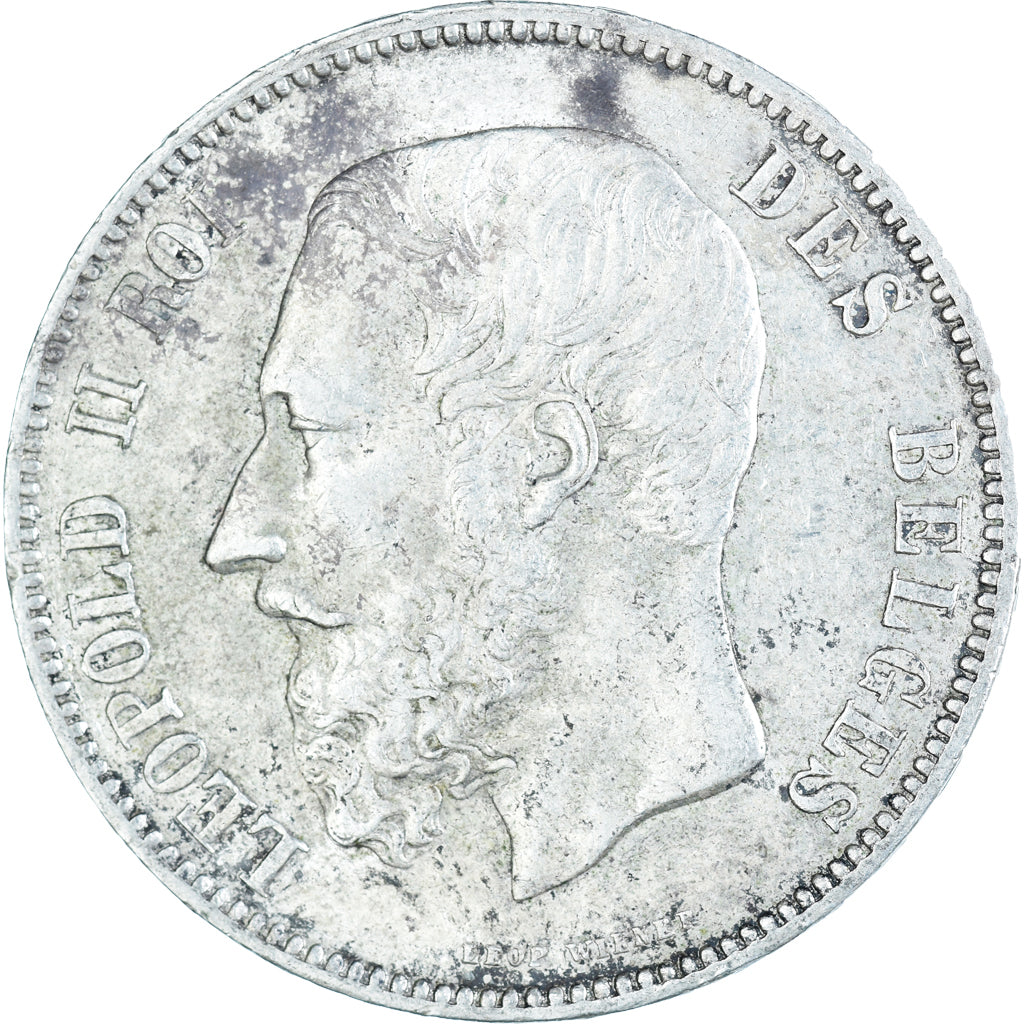 Moeda, Bélgica, Leopold II, 5 Francs, 5 Frank, 1873, EF(40-45), Prata, KM:24