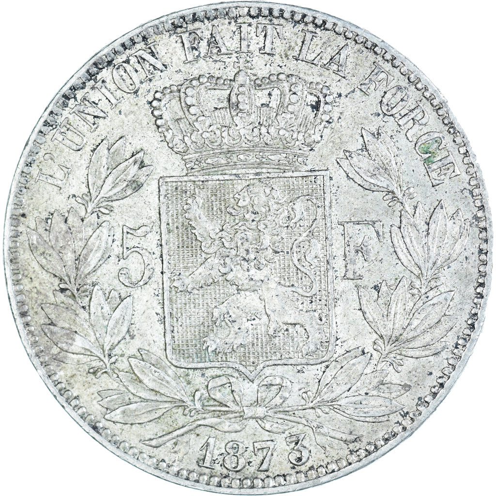 Moeda, Bélgica, Leopold II, 5 Francs, 5 Frank, 1873, EF(40-45), Prata, KM:24