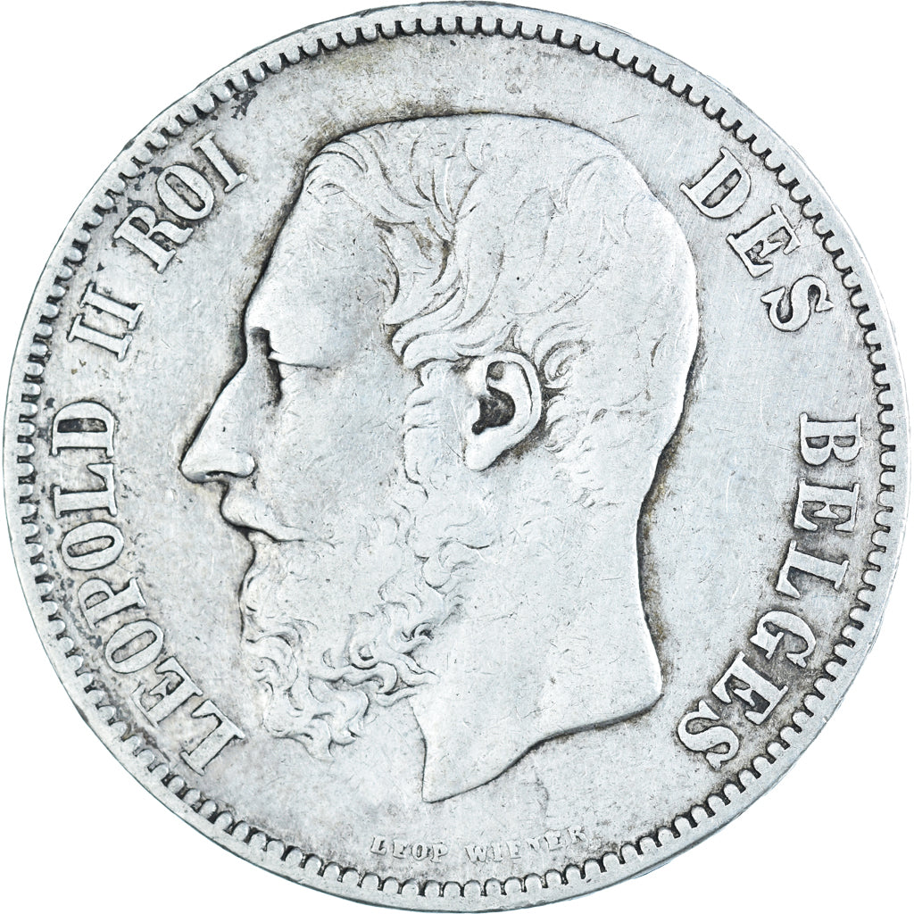 Moneta, Belgio, Leopold II, 5 Francs, 5 Frank, 1873, MB, Argento, KM:24