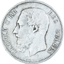 Moneta, Belgio, Leopold II, 5 Francs, 5 Frank, 1873, MB, Argento, KM:24