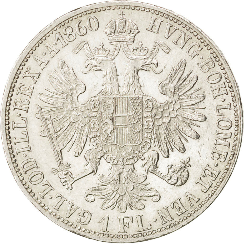 AUSTRIA, Florin, 1860, Vienne, KM #2219, AU(55-58), Silver, 12.32