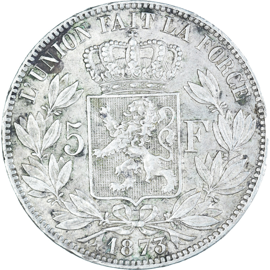 Coin, Belgium, Leopold II, 5 Francs, 5 Frank, 1873, EF(40-45), Silver, KM:24