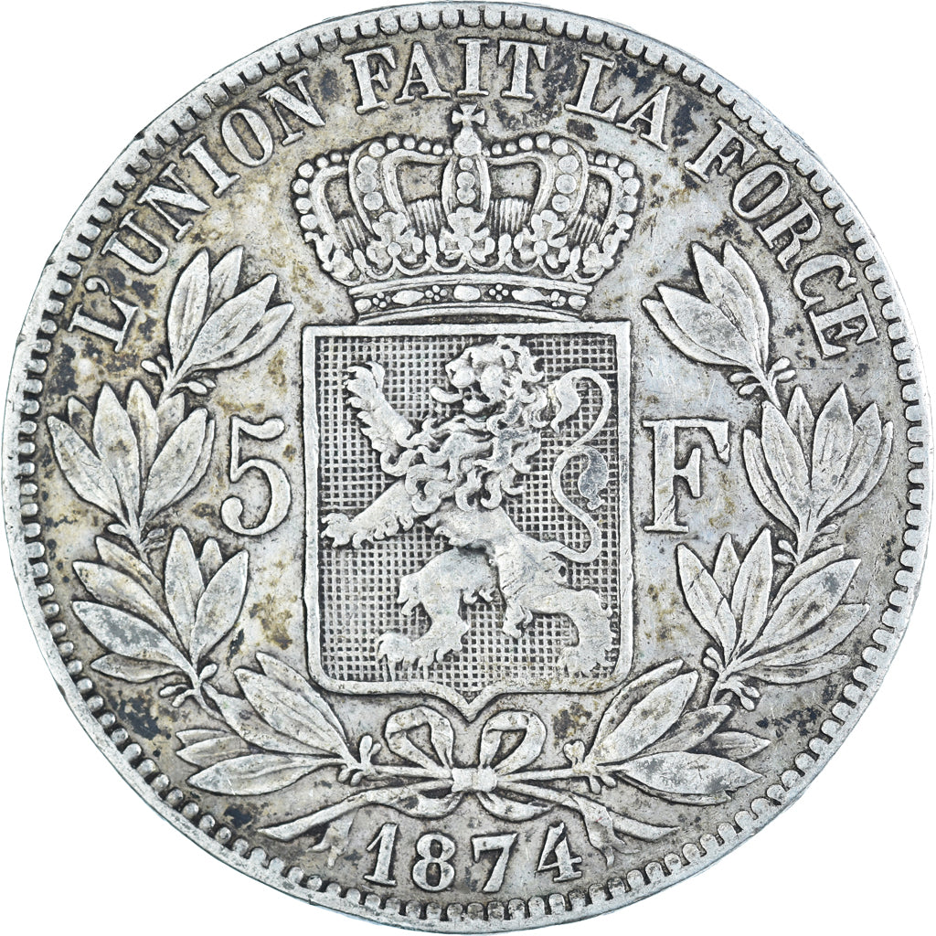 Münze, Belgien, Leopold II, 5 Francs, 5 Frank, 1874, S, Silber, KM:24