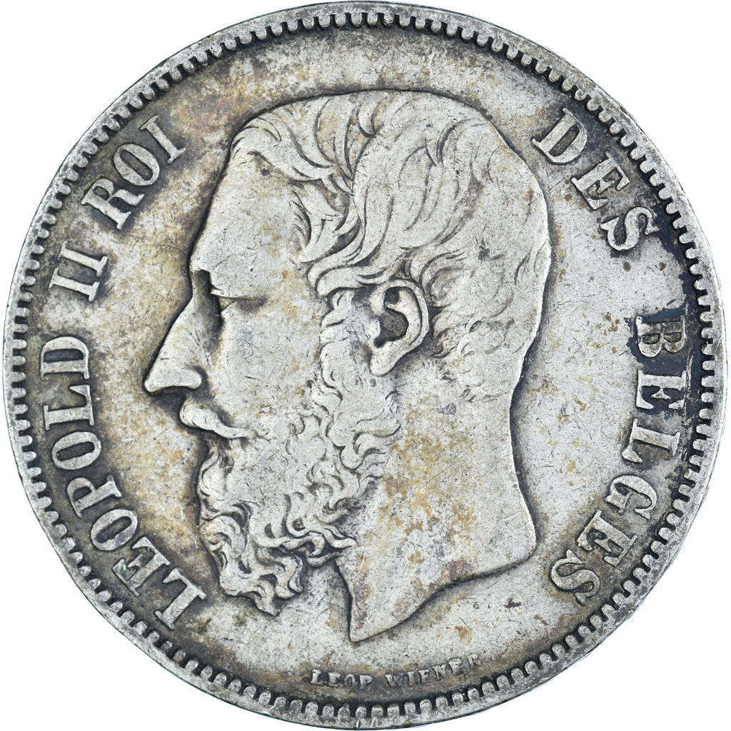 Coin, Belgium, Leopold II, 5 Francs, 5 Frank, 1875, VF(20-25), Silver, KM:24
