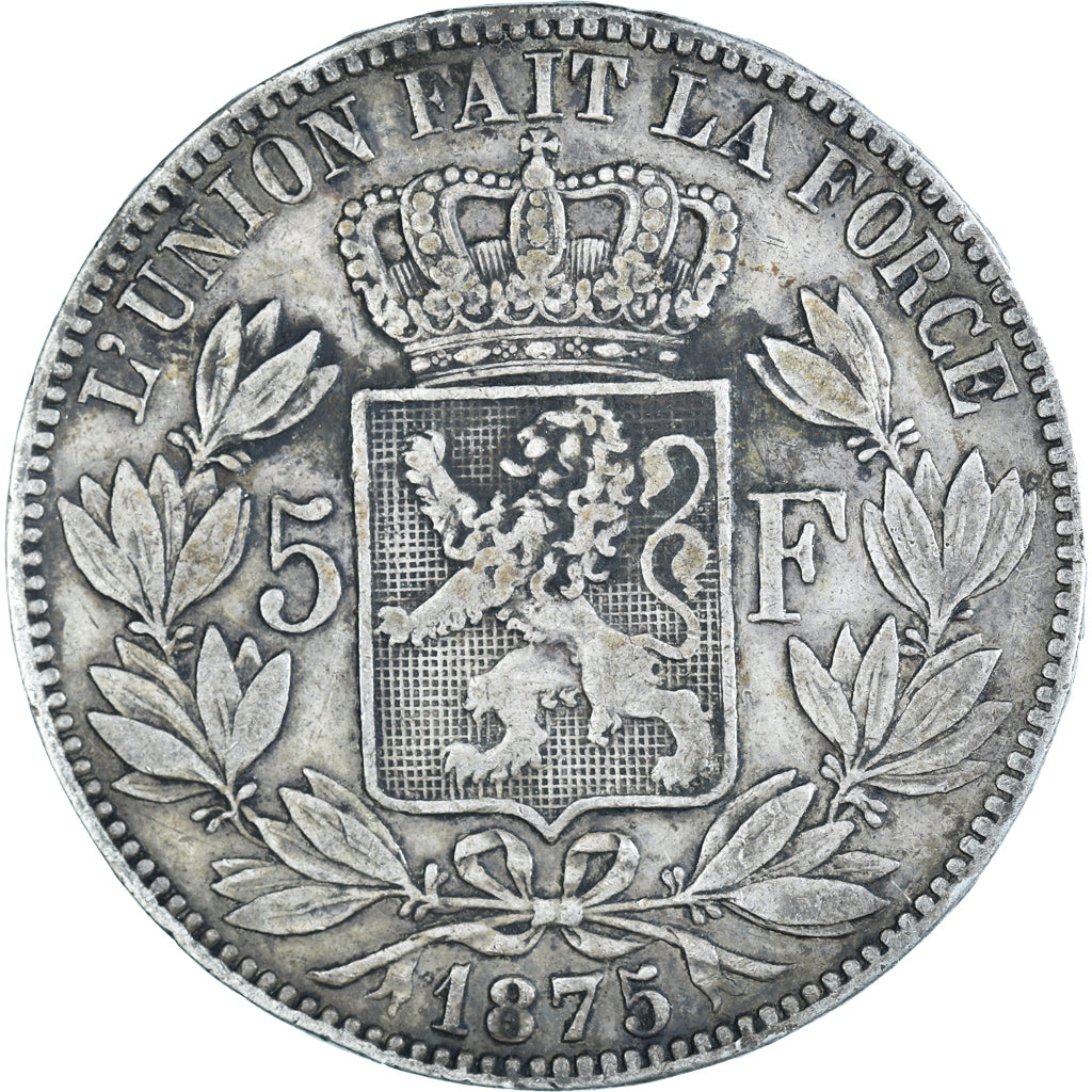 Coin, Belgium, Leopold II, 5 Francs, 5 Frank, 1875, VF(20-25), Silver, KM:24