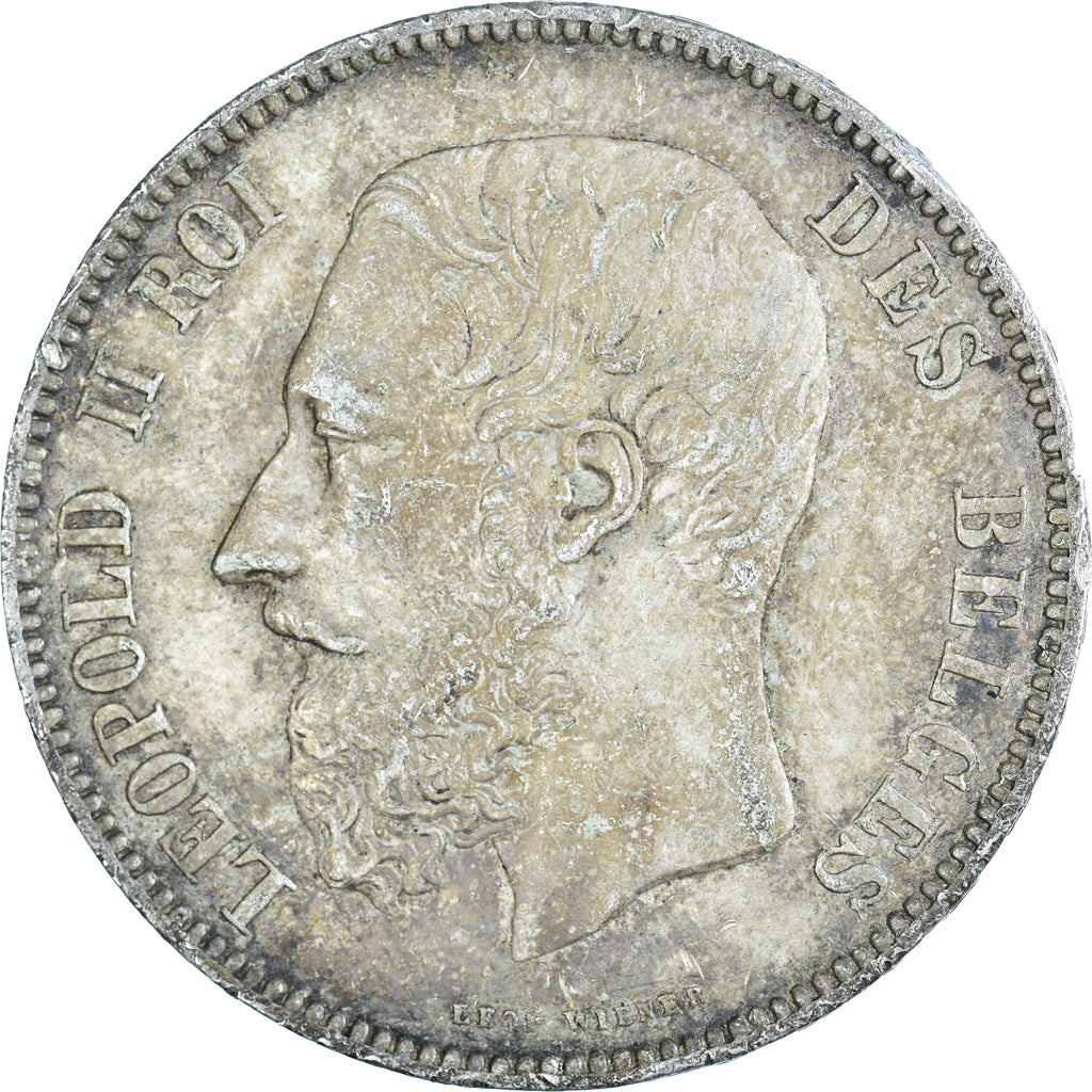 Coin, Belgium, Leopold II, 5 Francs, 5 Frank, 1876, EF(40-45), Silver, KM:24