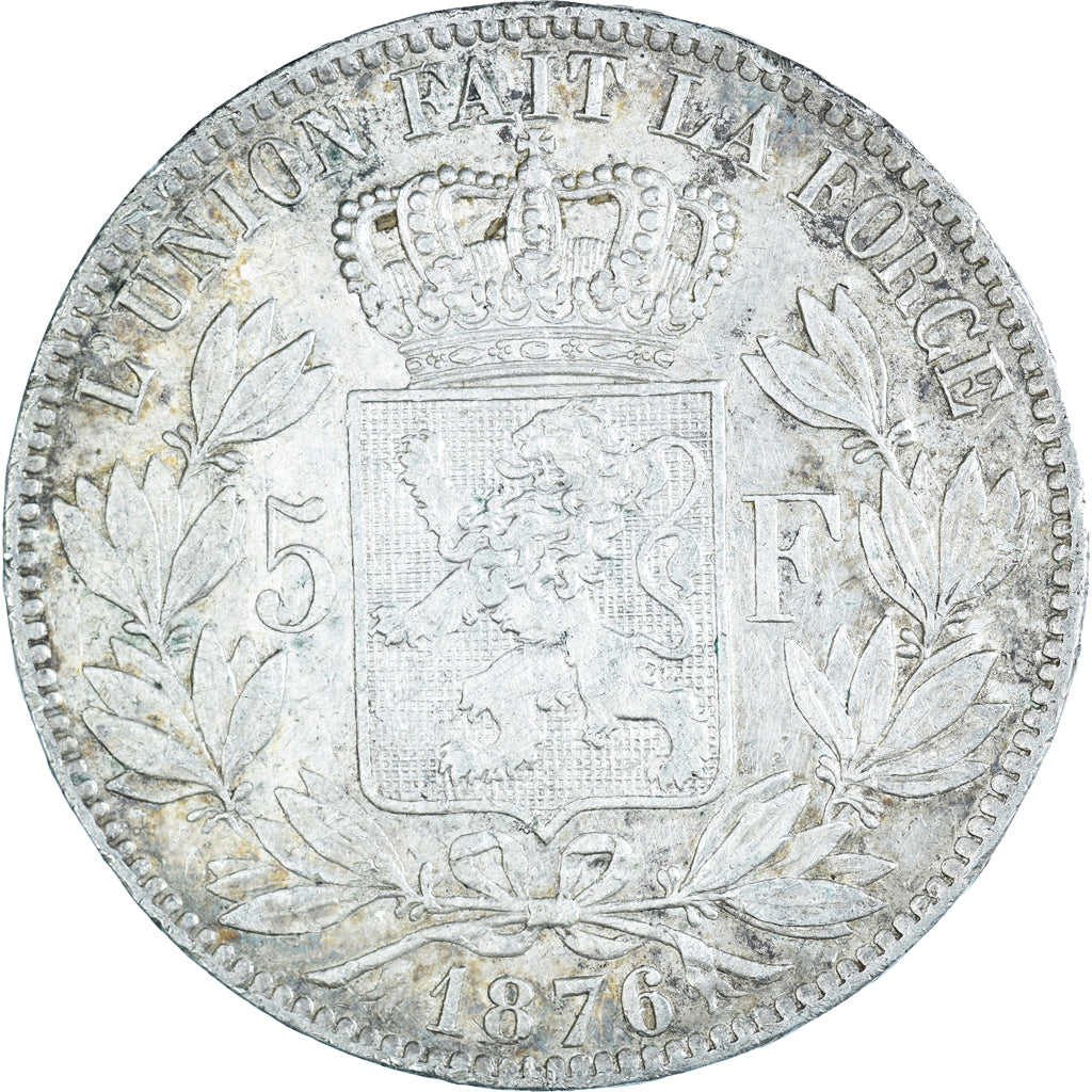 Coin, Belgium, Leopold II, 5 Francs, 5 Frank, 1876, EF(40-45), Silver, KM:24
