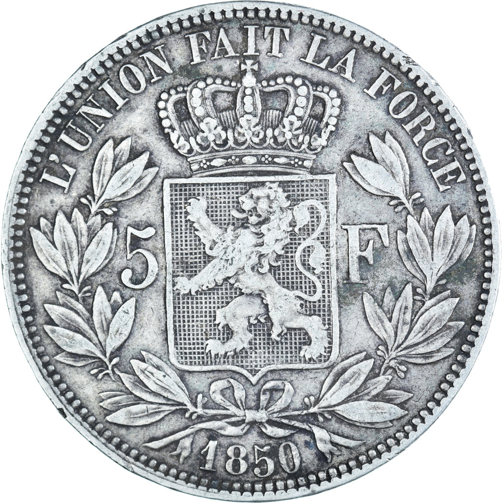 Münze, Belgien, Leopold I, 5 Francs, 5 Frank, 1850, S+, Silber, KM:17