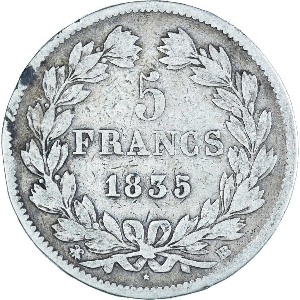 Coin, France, Louis-Philippe, 5 Francs, 1835, Strasbourg, VF(20-25), Silver