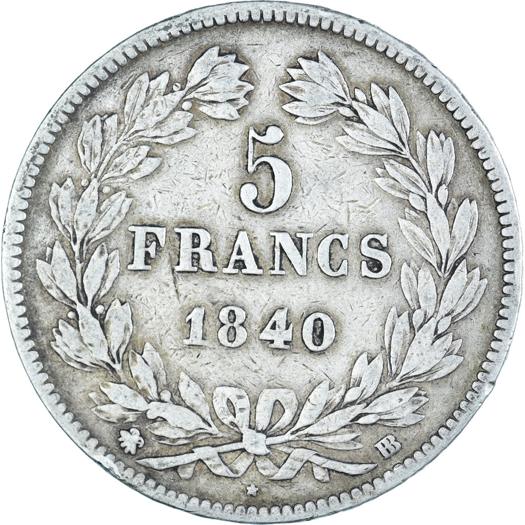 Coin, France, Louis-Philippe, 5 Francs, 1840, Strasbourg, VF(20-25), Silver