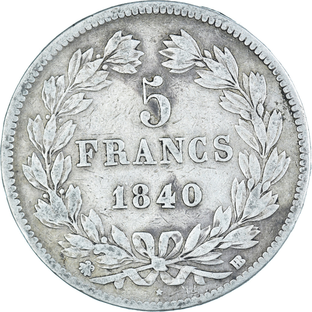 Münze, Frankreich, Louis-Philippe, 5 Francs, 1840, Strasbourg, S, Silber