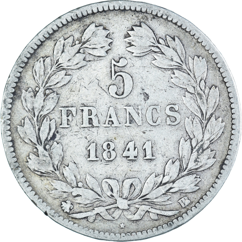 Coin, France, Louis-Philippe, 5 Francs, 1841, Strasbourg, VF(20-25), Silver