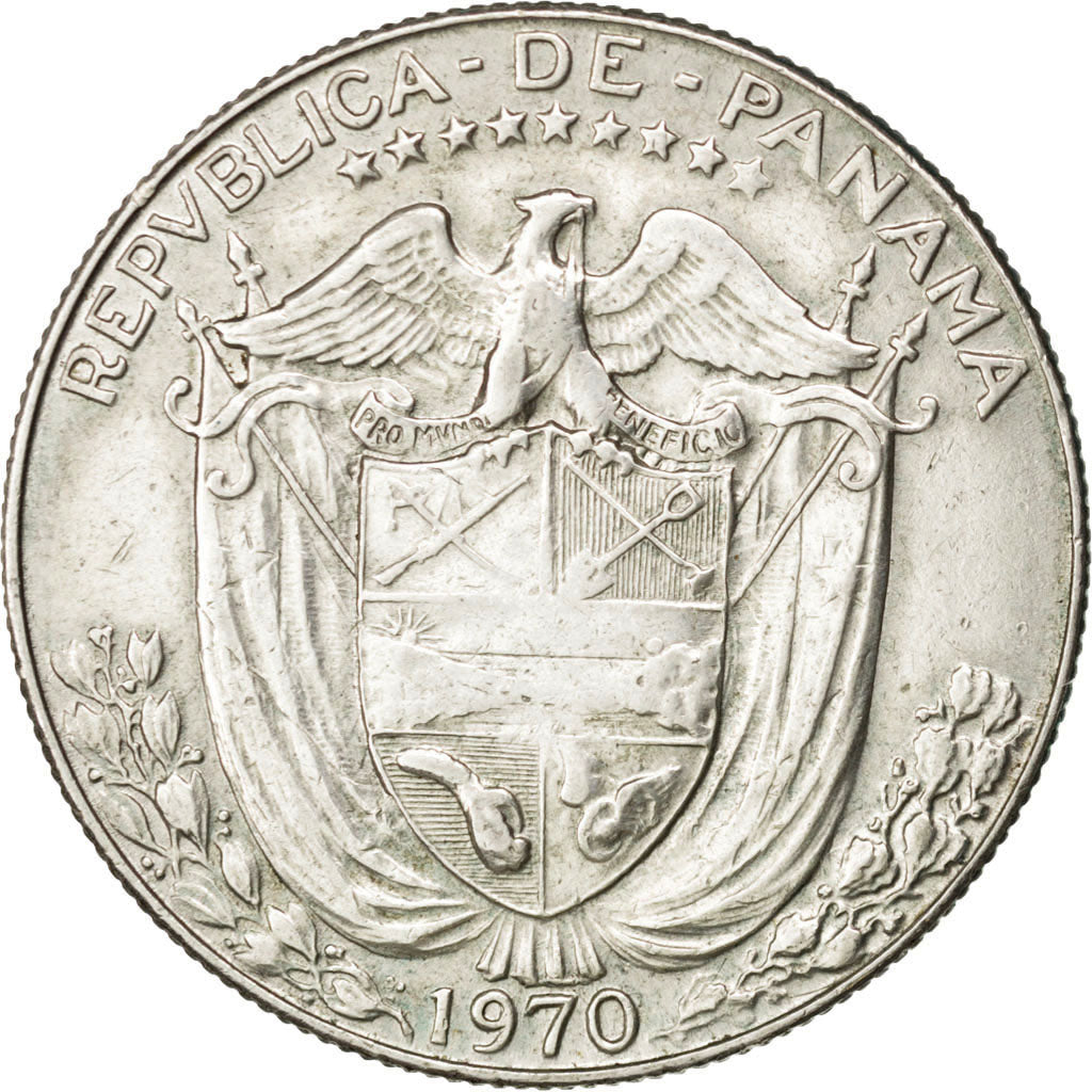 PANAMA, 1/2 Balboa, 1970, U.S. Mint, KM #12a.1, EF(40-45), Silver, 30.6, 11.50