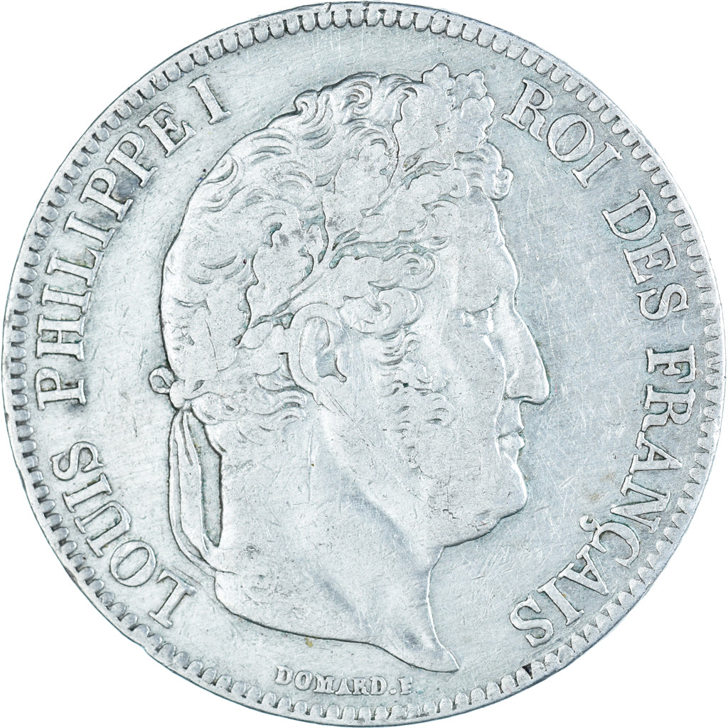 Moeda, França, Louis-Philippe, 5 Francs, 1834, Rouen, VF(20-25), Prata