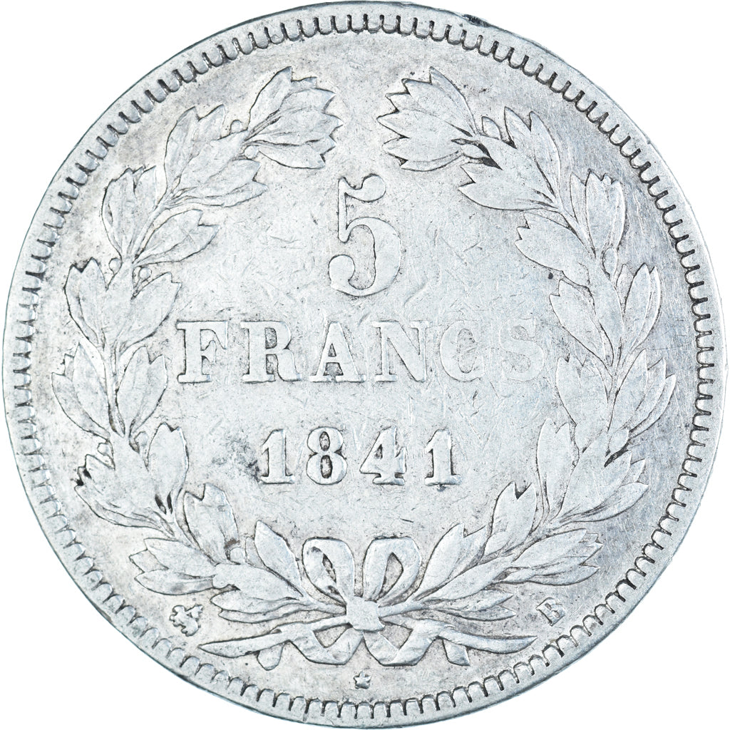 Coin, France, Louis-Philippe, 5 Francs, 1841, Rouen, VF(20-25), Silver,KM 749.2