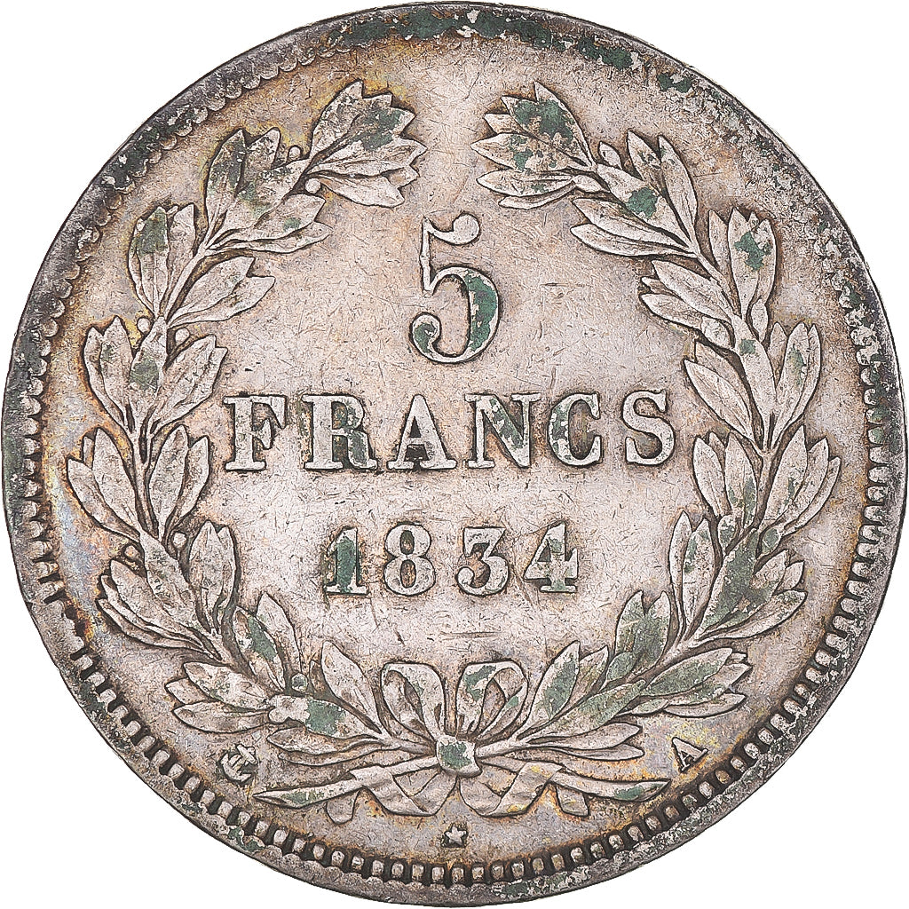 Coin, France, Louis-Philippe, 5 Francs, 1834, Paris, VF(30-35), Silver