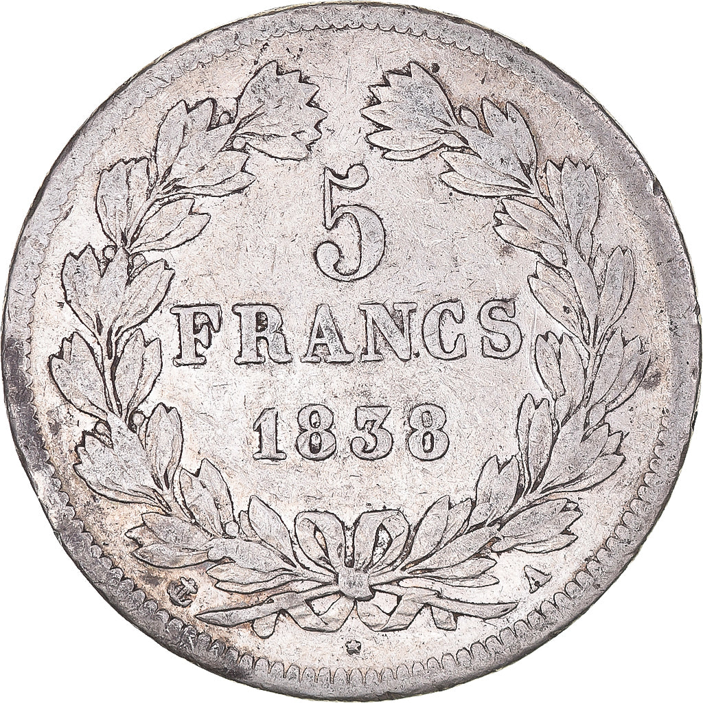 Monnaie, France, Louis-Philippe, 5 Francs, 1838, Paris, TB, Argent, Gadoury:678