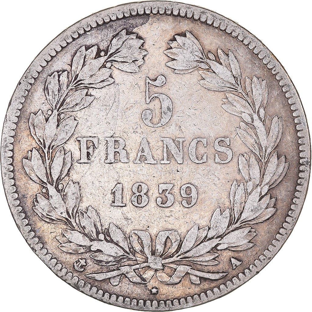 Monnaie, France, Louis-Philippe, 5 Francs, 1839, Paris, TB, Argent, Gadoury:678