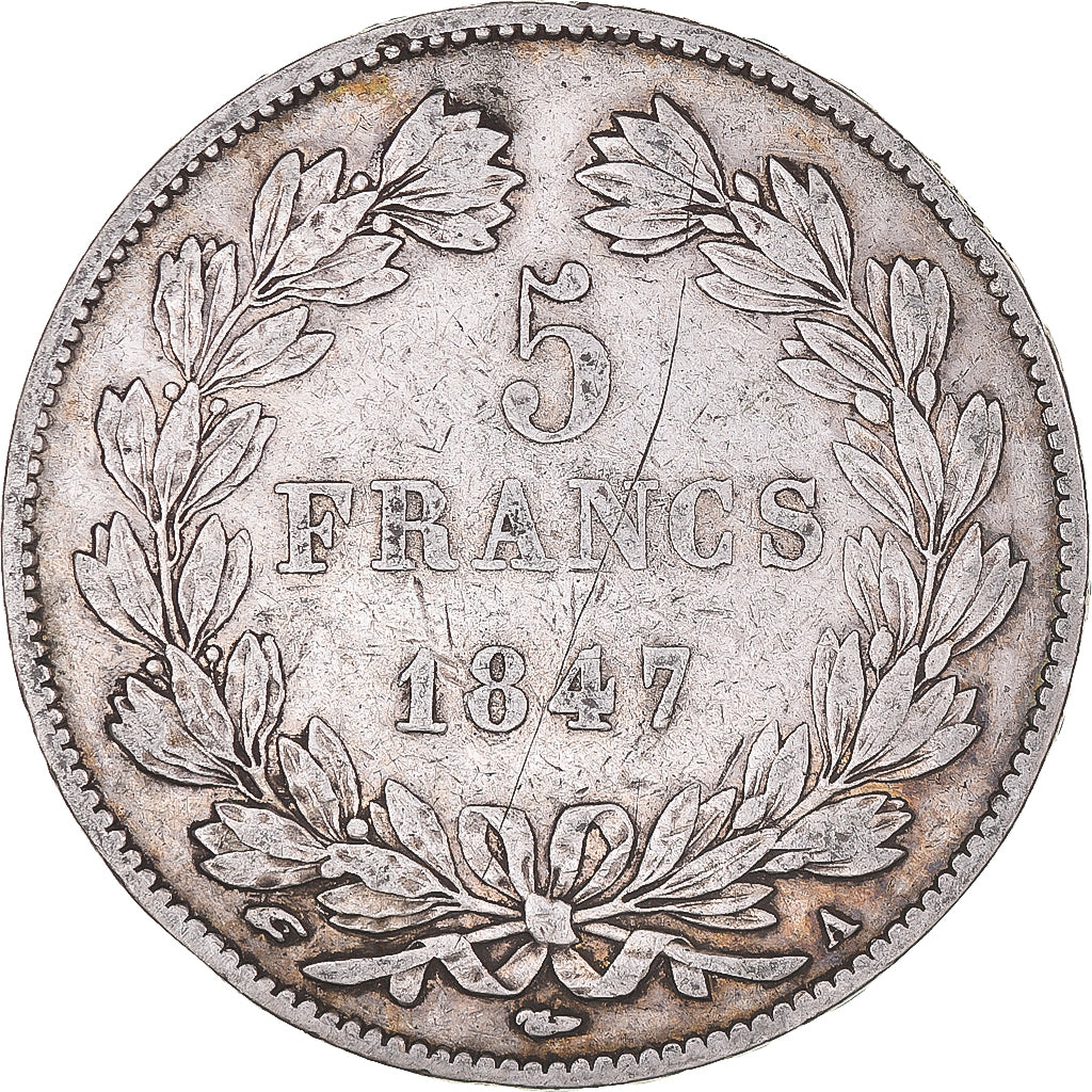 Coin, France, Louis-Philippe, 5 Francs, 1847, Paris, VF(20-25), Silver