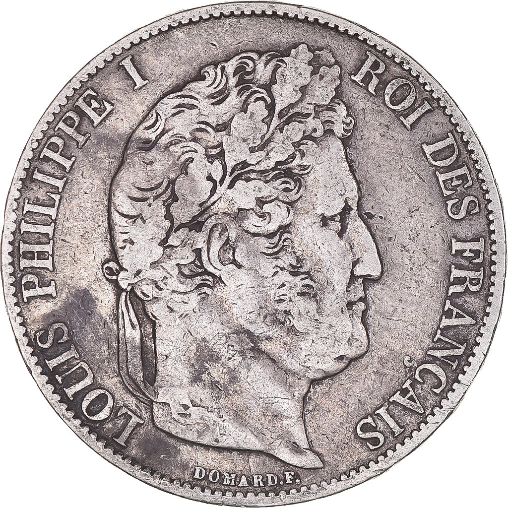 Moeda, França, Louis-Philippe, 5 Francs, 1847, Paris, VF(20-25), Prata