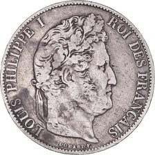 Moeda, França, Louis-Philippe, 5 Francs, 1847, Paris, VF(20-25), Prata