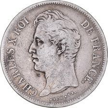 Moneta, Francja, Charles X, 5 Francs, 1827, Lille, VF(20-25), Srebro, KM:728.13