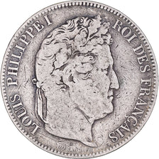Coin, France, Louis-Philippe, 5 Francs, 1833, Lille, VF(20-25), Silver