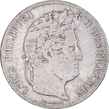 Coin, France, Louis-Philippe, 5 Francs, 1833, Lille, VF(20-25), Silver
