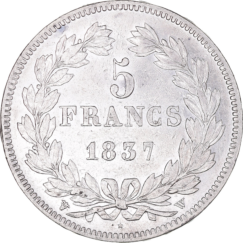 Coin, France, Louis-Philippe, 5 Francs, 1837, Lille, VF(30-35), Silver