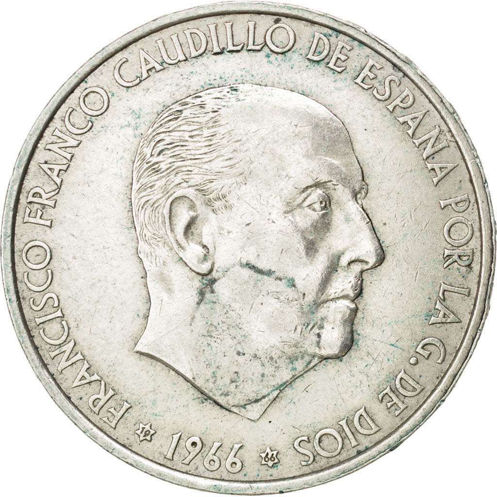 SPAIN, 100 Pesetas, 1966, KM #797, EF(40-45), Silver, 34, 18.85
