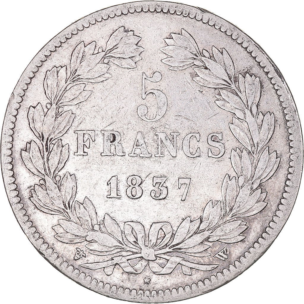 Coin, France, Louis-Philippe, 5 Francs, 1837, Lille, VF(30-35), Silver