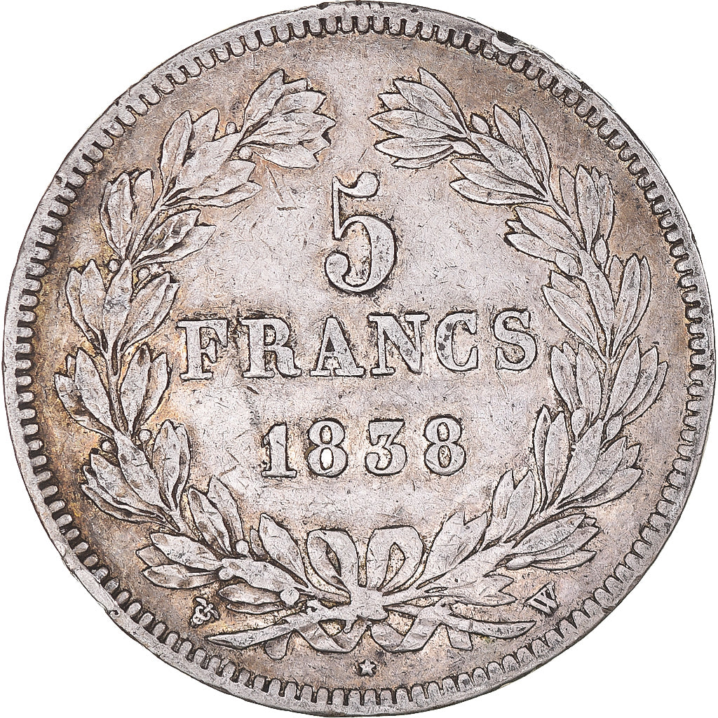 Coin, France, Louis-Philippe, 5 Francs, 1838, Lille, VF(30-35), Silver