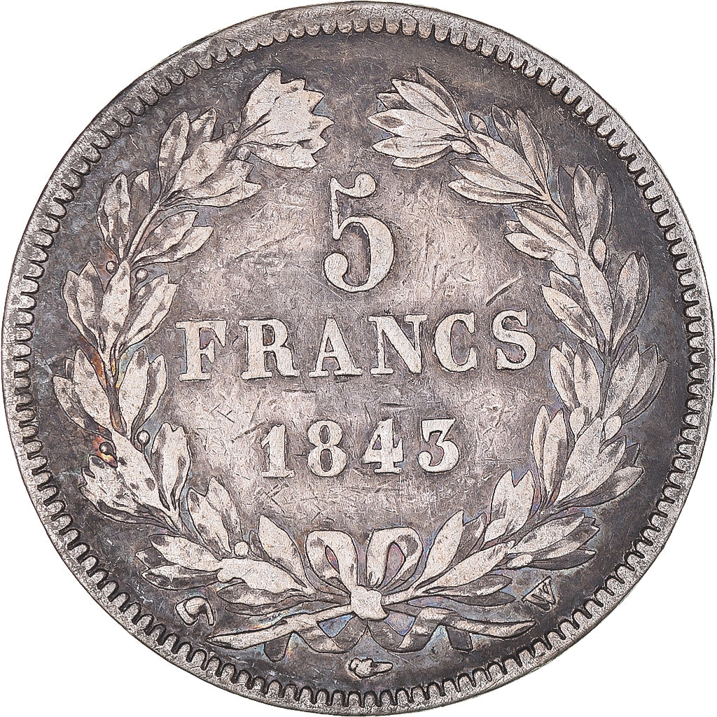 Coin, France, Louis-Philippe, 5 Francs, 1843, Lille, VF(20-25), Silver