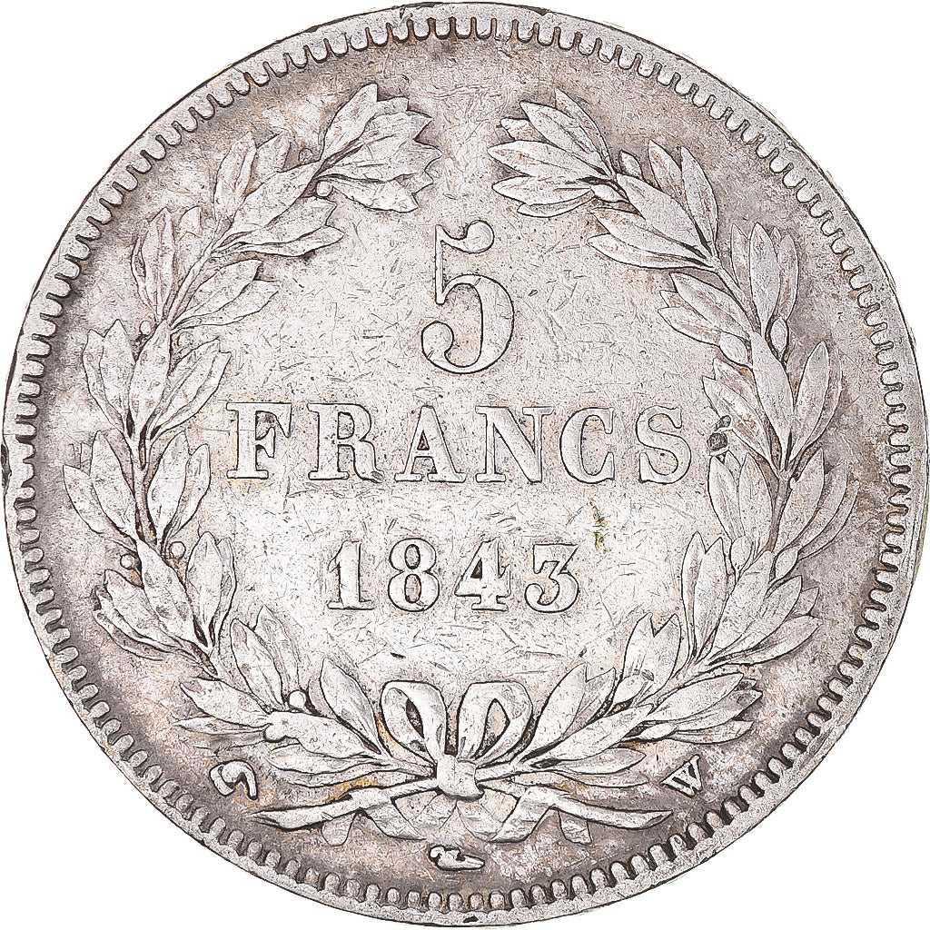 Coin, France, Louis-Philippe, 5 Francs, 1843, Lille, VF(30-35), Silver