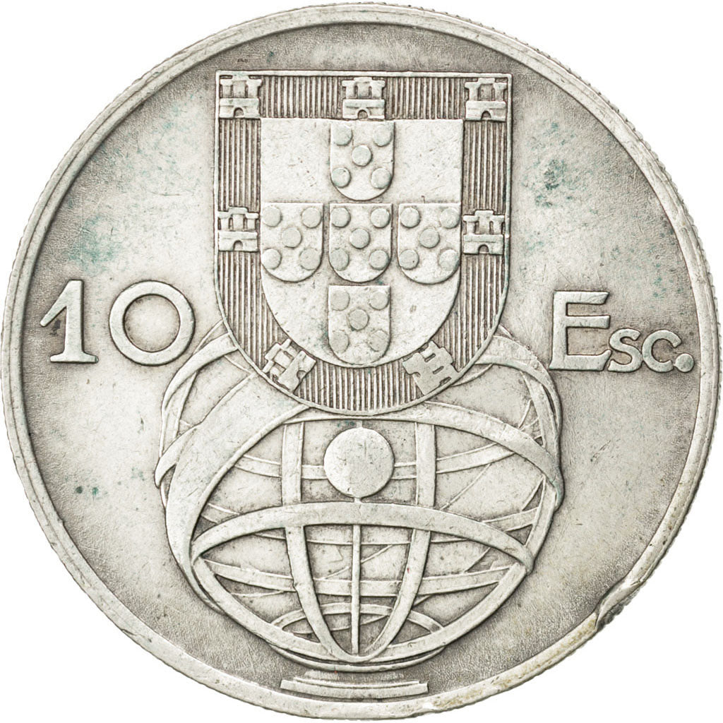 Coin, Portugal, 10 Escudos, 1954, EF(40-45), Silver, KM:586