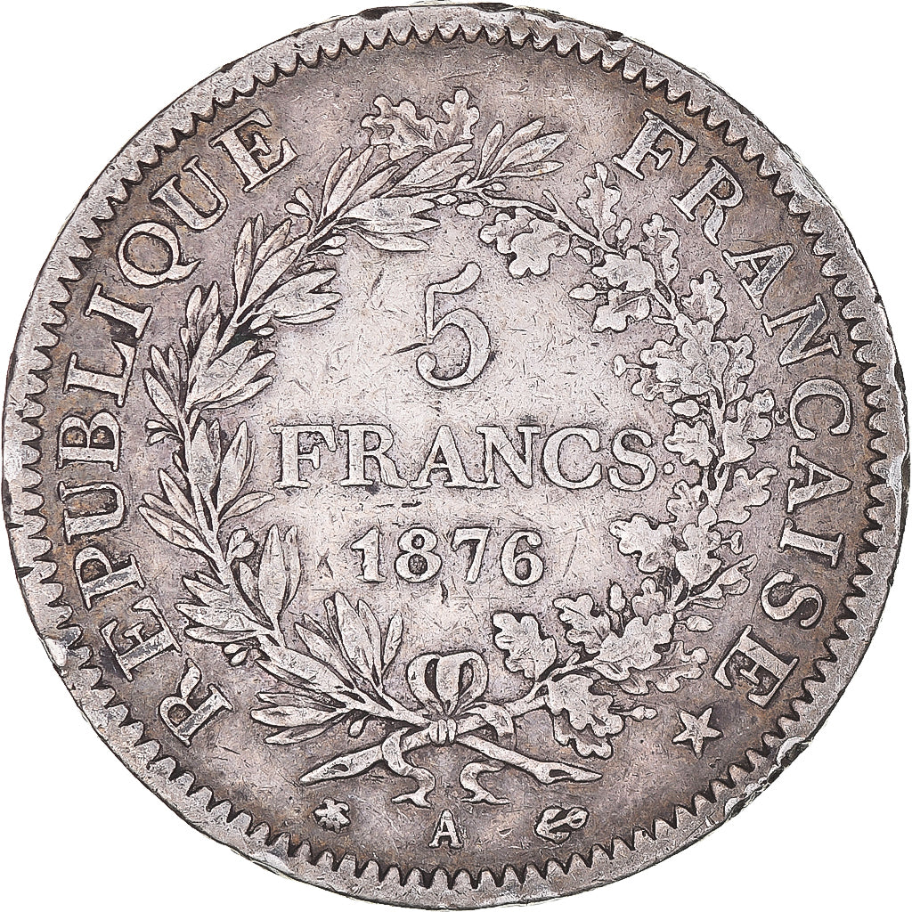 Coin, France, Hercule, 5 Francs, 1876, Paris, VF(30-35), Silver, KM:820.1