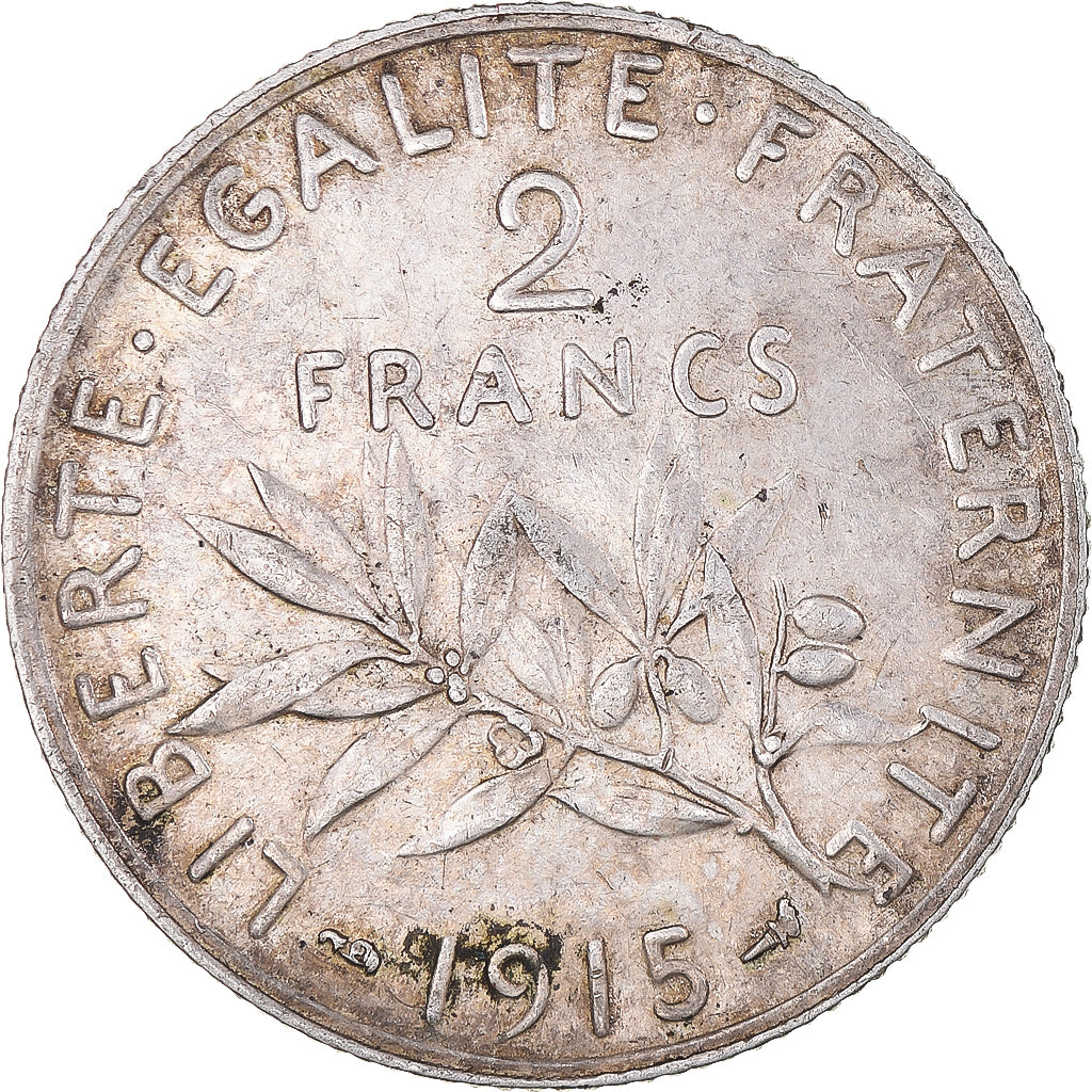 Coin, France, Semeuse, 2 Francs, 1915, Paris, AU(55-58), Silver, KM:845.1, Le
