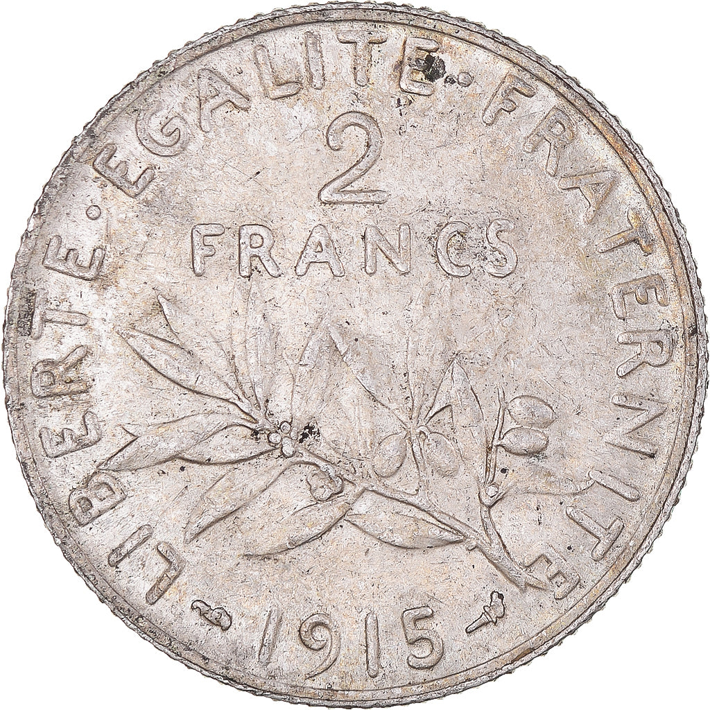 Coin, France, Semeuse, 2 Francs, 1915, Paris, AU(55-58), Silver, KM:845.1, Le