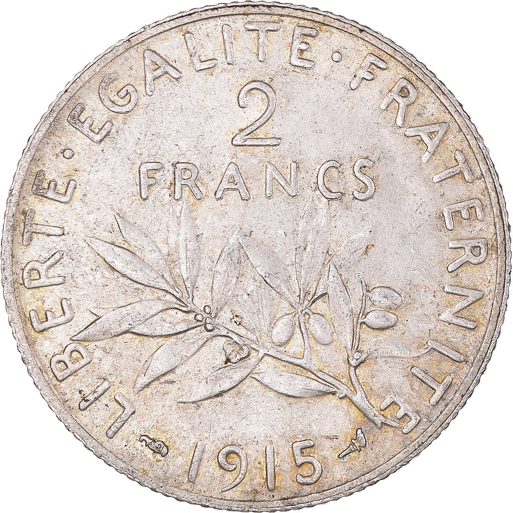 Coin, France, Semeuse, 2 Francs, 1915, Paris, AU(55-58), Silver, KM:845.1, Le