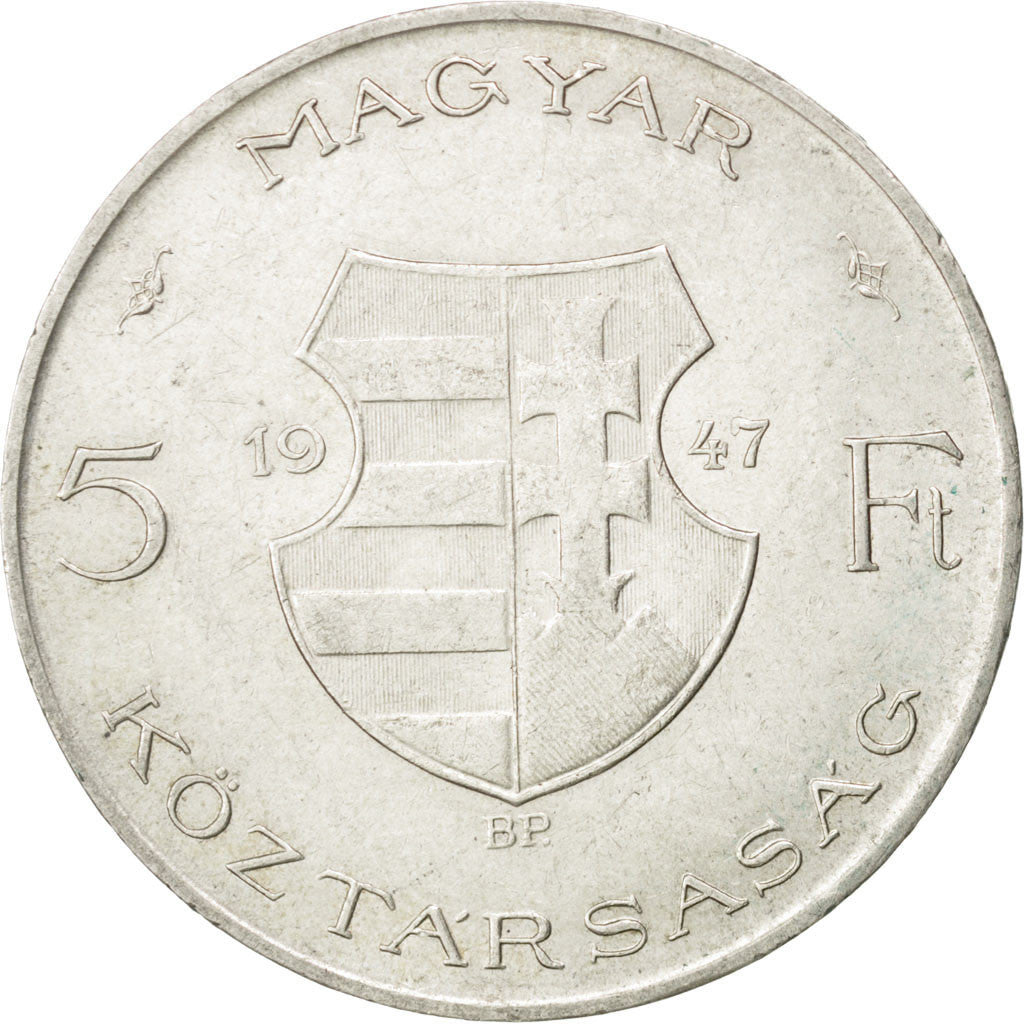 Coin, Hungary, 5 Forint, 1947, EF(40-45), Silver, KM:534a
