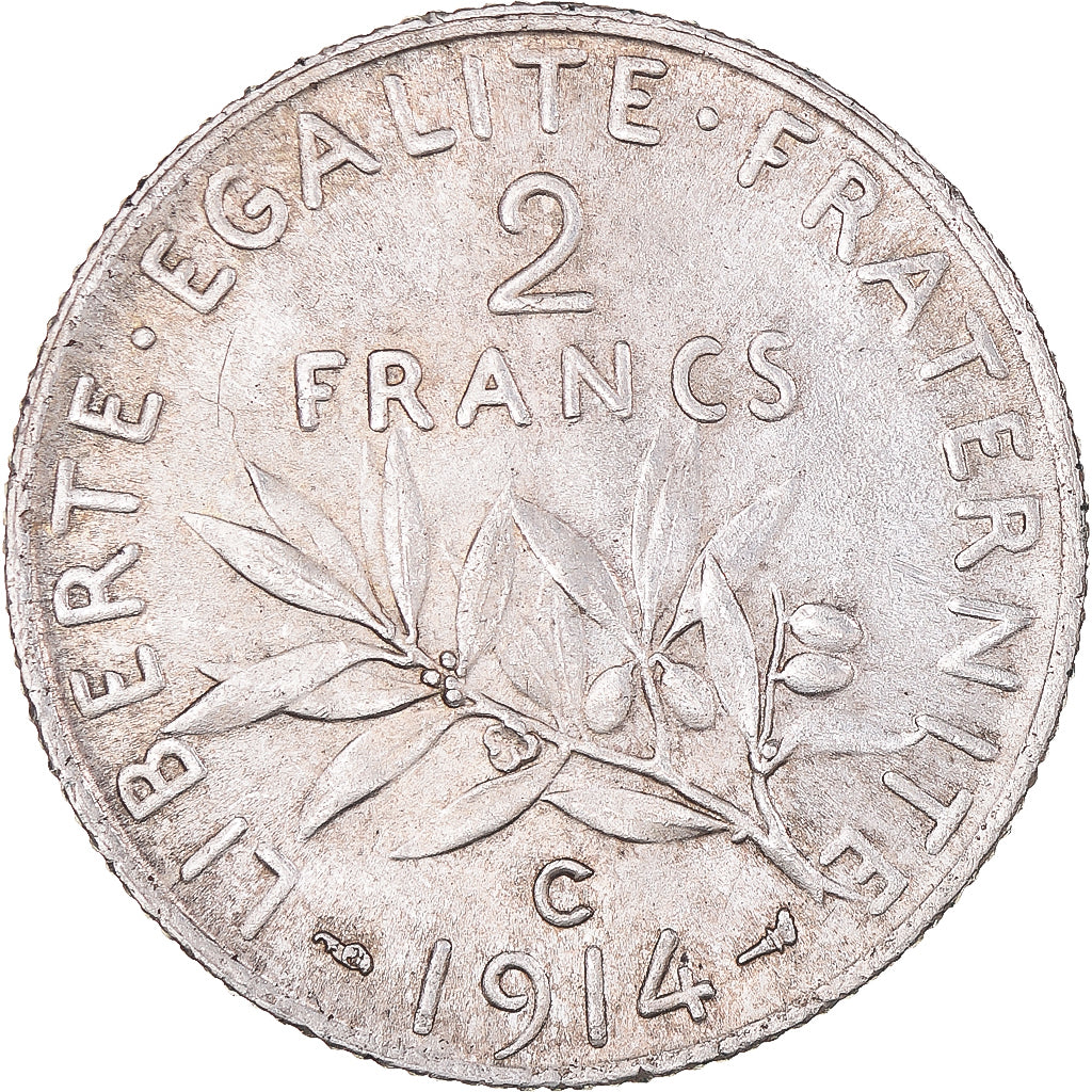 Coin, France, Semeuse, 2 Francs, 1914, Castelsarrasin, MS(63), Silver, KM:845.2