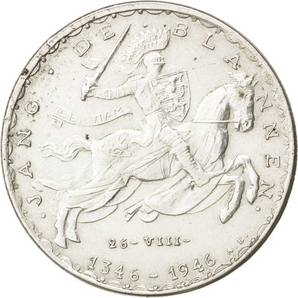 LUXEMBOURG, 20 Francs, 1946, KM #47, AU(50-53), Silver, 27, 8.35