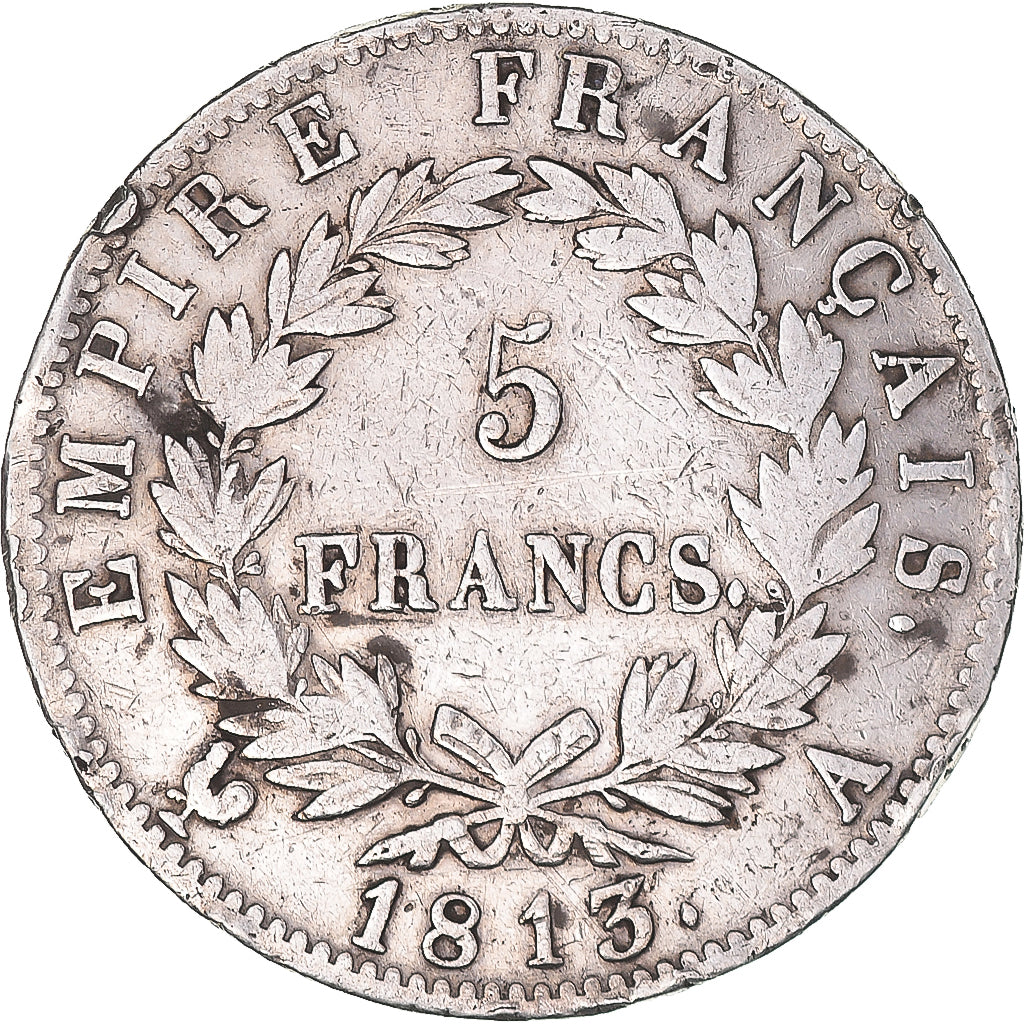 Moeda, França, Napoléon I, 5 Francs, 1813, Paris, VF(20-25), Prata, KM:694.1