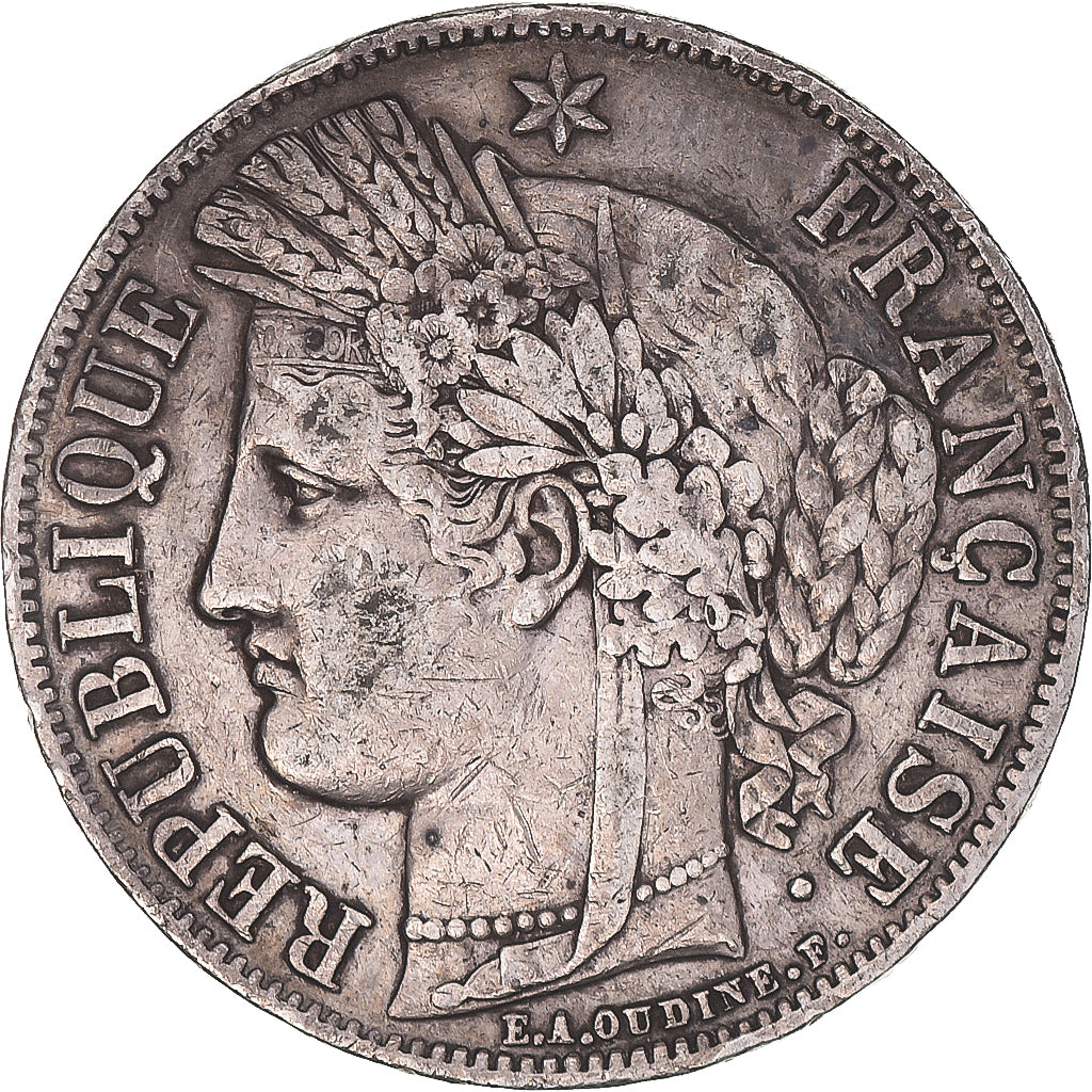 Coin, France, Cérès, 5 Francs, 1849, Paris, main-chien, VF(30-35), Silver