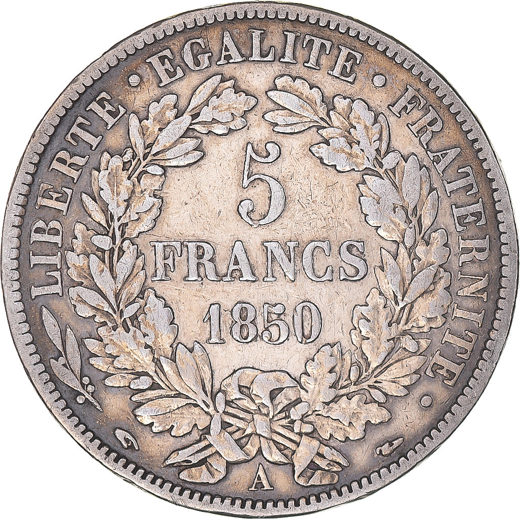 Coin, France, Cérès, 5 Francs, 1850, Paris, VF(30-35), Silver, KM:761.1